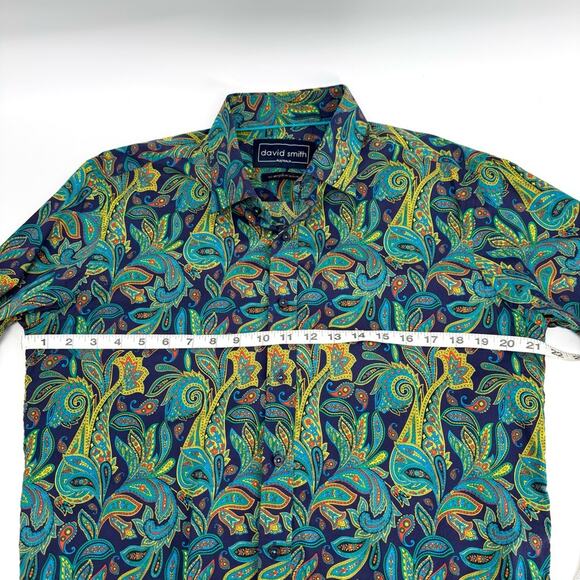 David Smith Australia Men's Slim‎ Fit Paisley Button Up Long Sleeve Shirt Size L - Picture 10 of 11